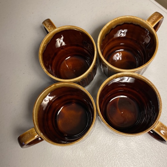 Vintage Brown Drip Glaze Stackable Mugs Set of 4 - Picture 5 of 11